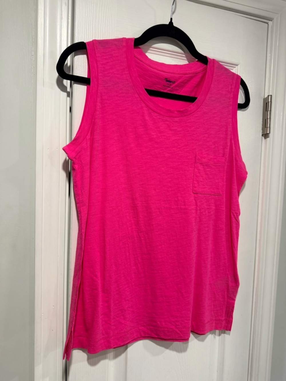 NWOT Madewell Size S Pink Lightweight Crew Neck Relaxed Fit Cotton Tank Top - Picture 3 of 10